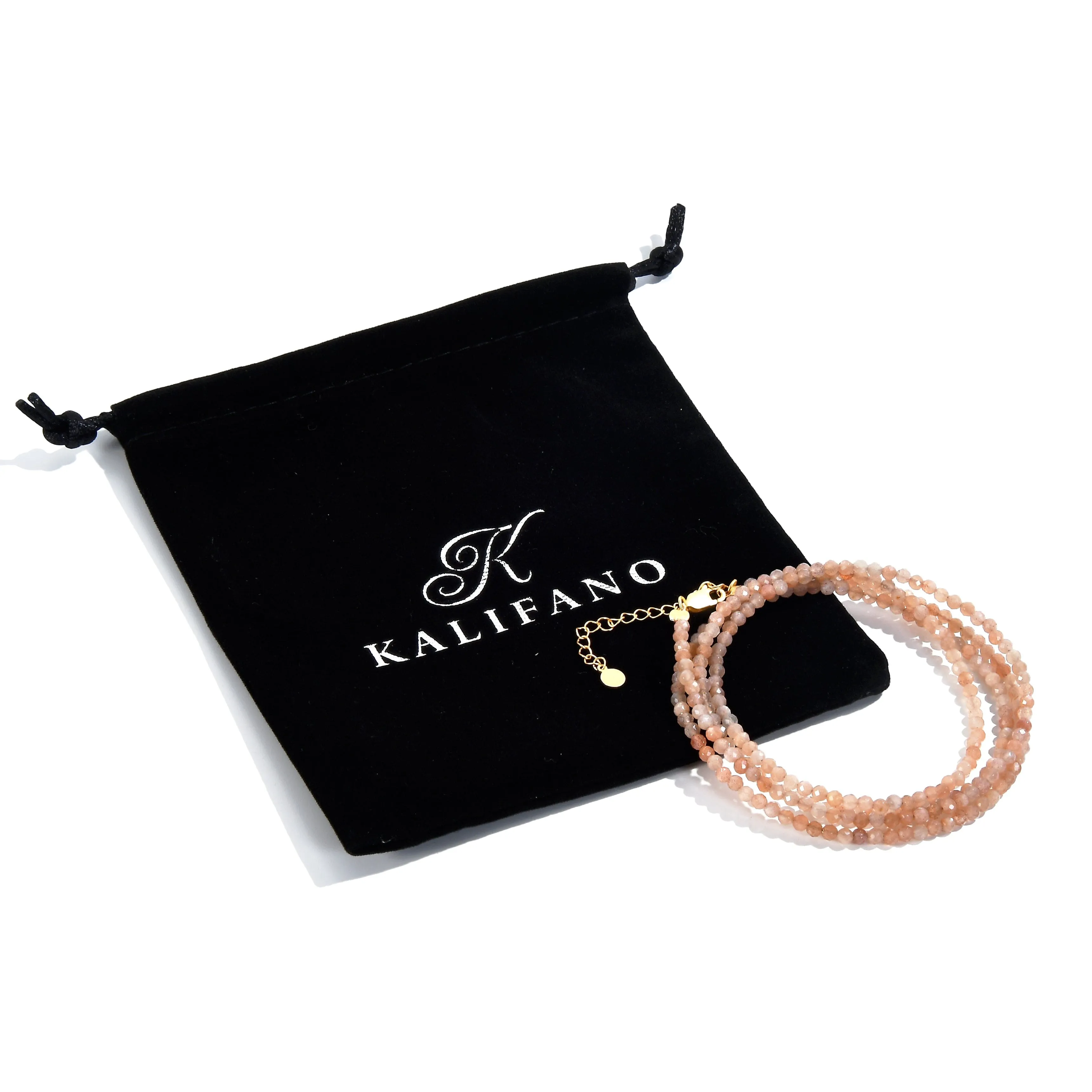 3mm Peach Moonstone Faceted 31" Necklace / Multi Wrap Bracelet