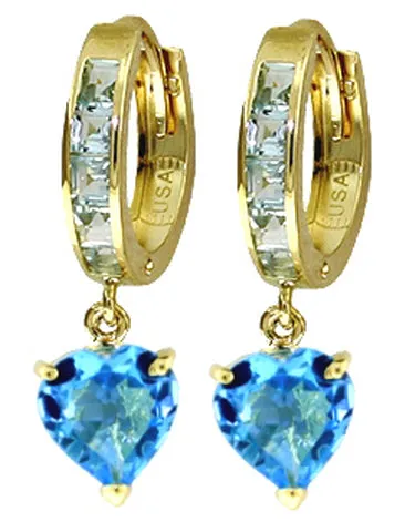 4.1 Carat 14K Solid White Gold Not Distressed Damsel Blue Topaz Earrings