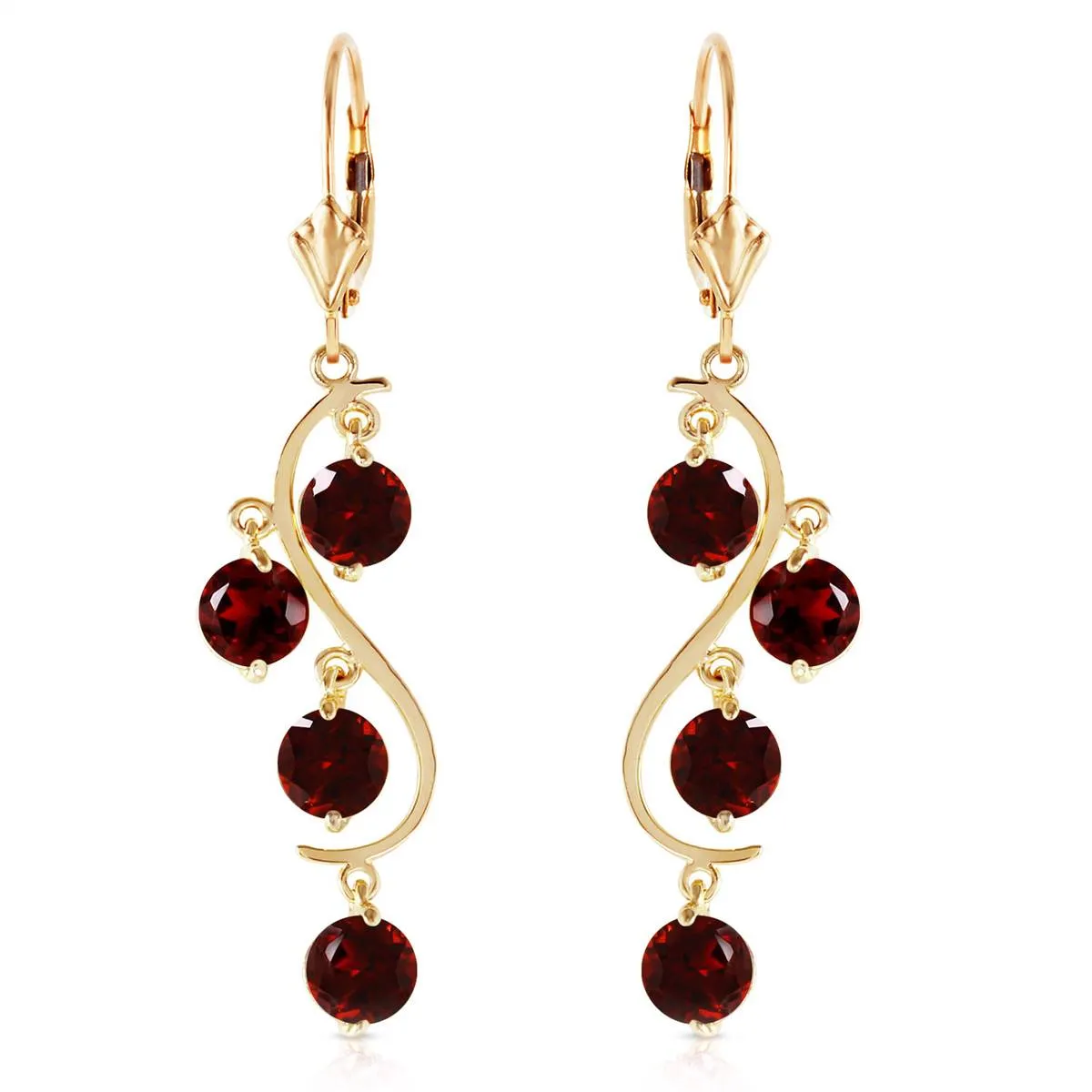 4.95 Carat 14K Solid Yellow Gold Grape Garnet Earrings