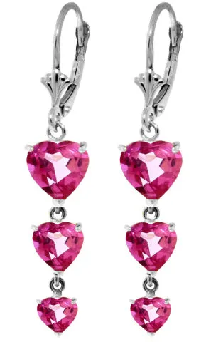 6 Carat 14K Solid Yellow Gold Heartthrob Pink Topaz Earrings