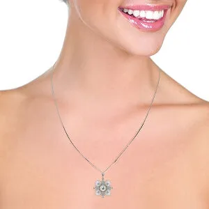 6.3 Carat 14K Solid White Gold Kissing Spree Aquamarine Pearl Necklace