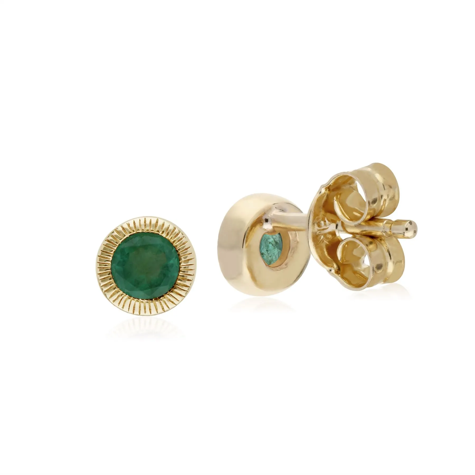 9 karat Gelbes Gold Smaragd Ohrstecker Ohrringe