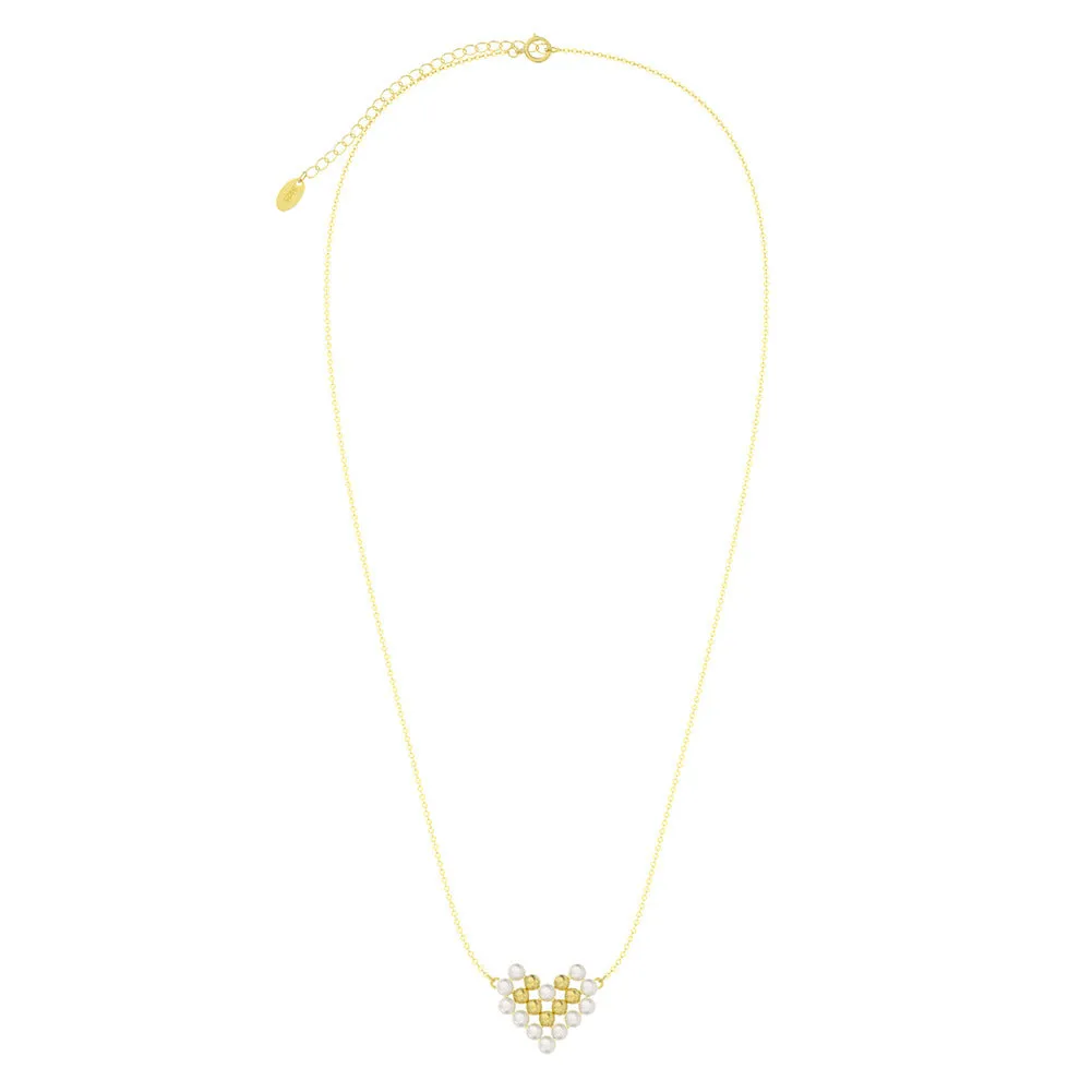 925 Silver Braided Heart Pearl Necklace