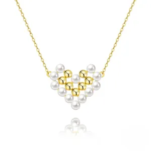 925 Silver Braided Heart Pearl Necklace
