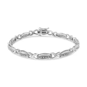 .925 Sterling Silver 1/5 Cttw Round-Cut Diamond "X" Link Bracelet - Size 7.50" (I-J Color, I2-I3 Clarity)