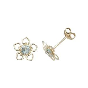 9ct  Yellow  Gold  Blue  Topaz  Stud  Earrings  ES424BT
