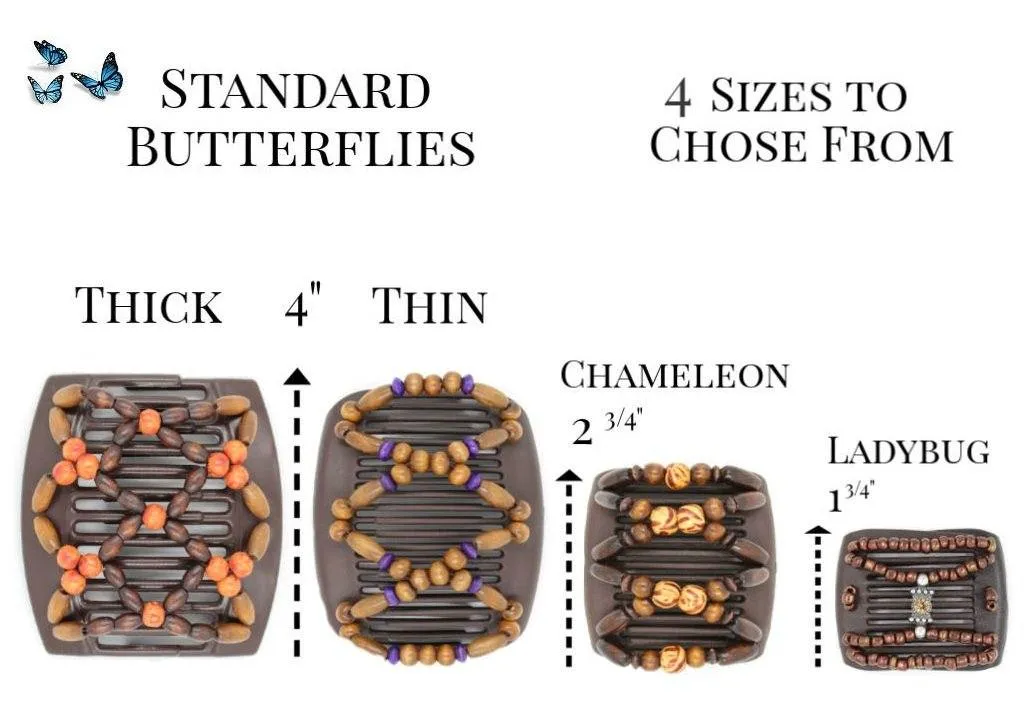 African Butterfly Thick Hair Comb - Beada Tube Brown 52