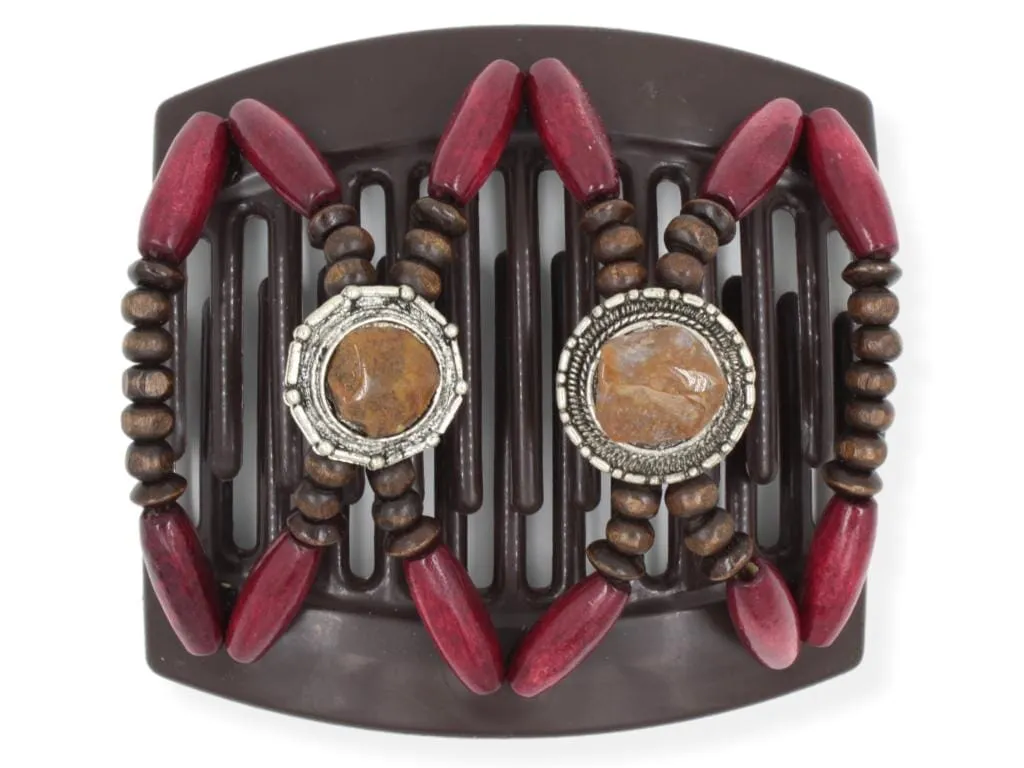 African Butterfly Thick Hair Comb - Gemstone Brown 69