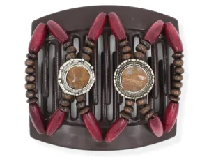 African Butterfly Thick Hair Comb - Gemstone Brown 69