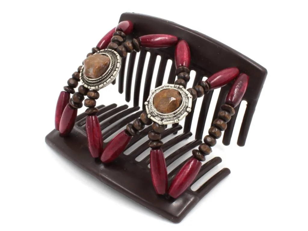 African Butterfly Thick Hair Comb - Gemstone Brown 69