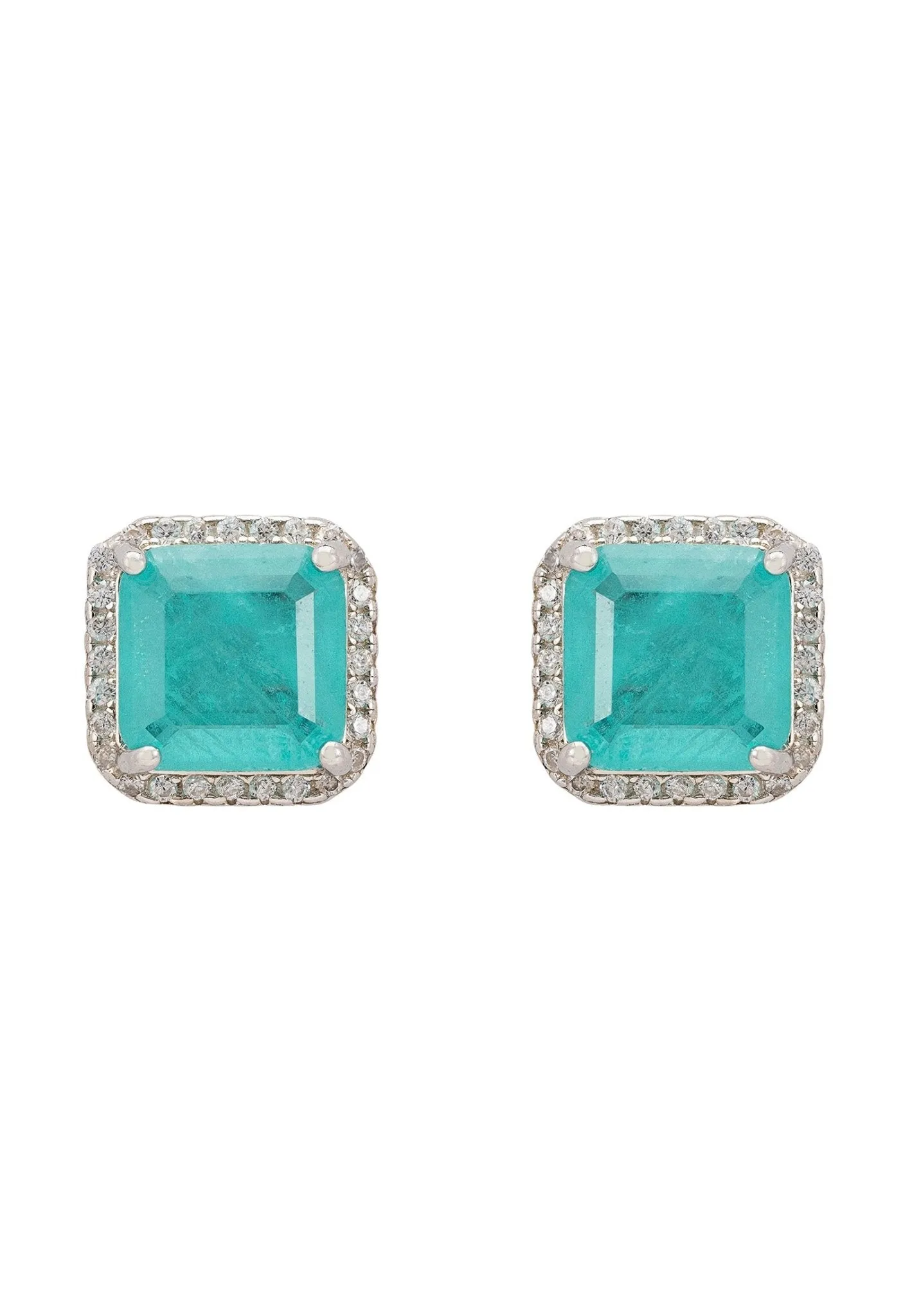 Anne Gemstone Stud Earrings Silver Paraiba Tourmaline
