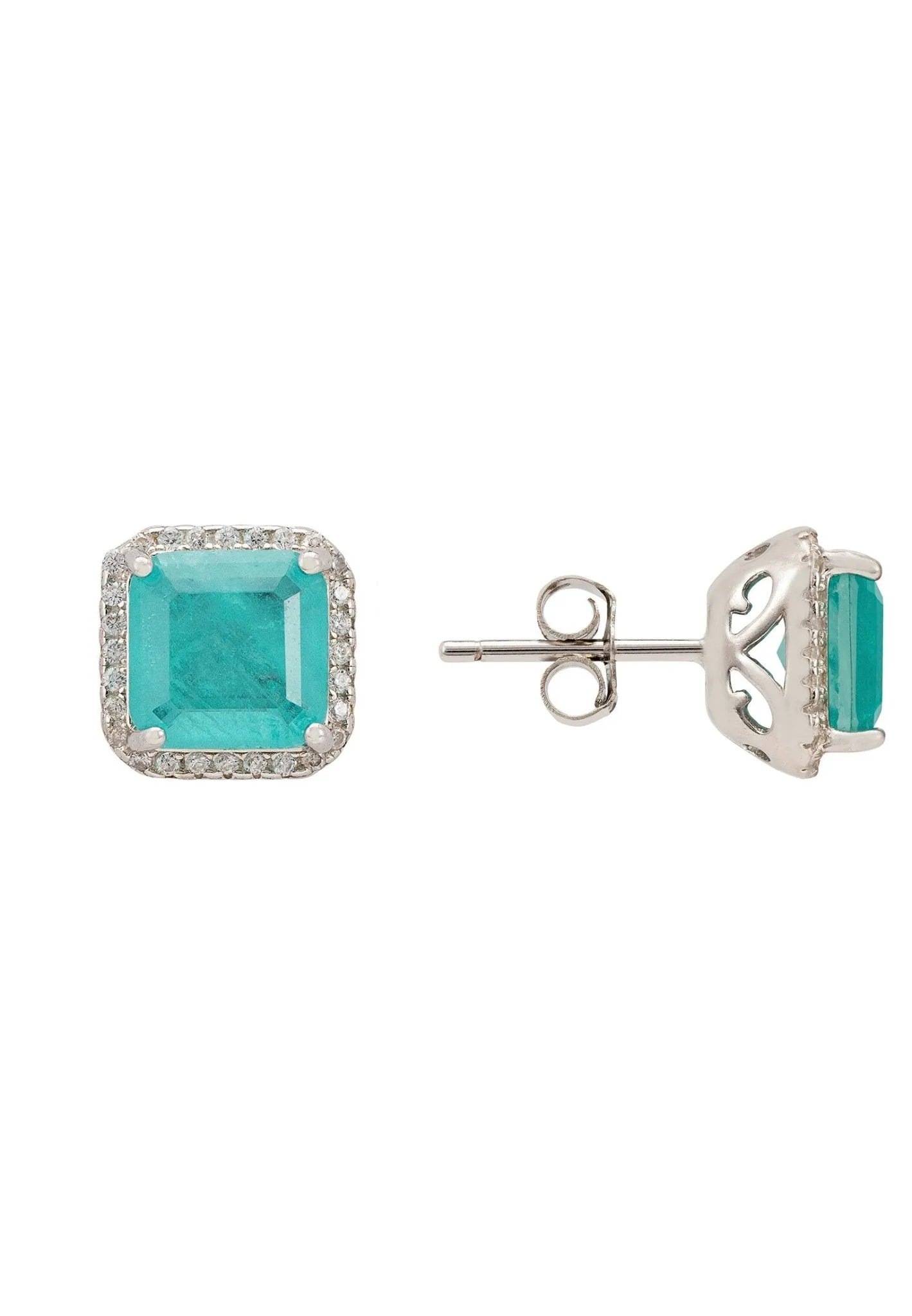 Anne Gemstone Stud Earrings Silver Paraiba Tourmaline