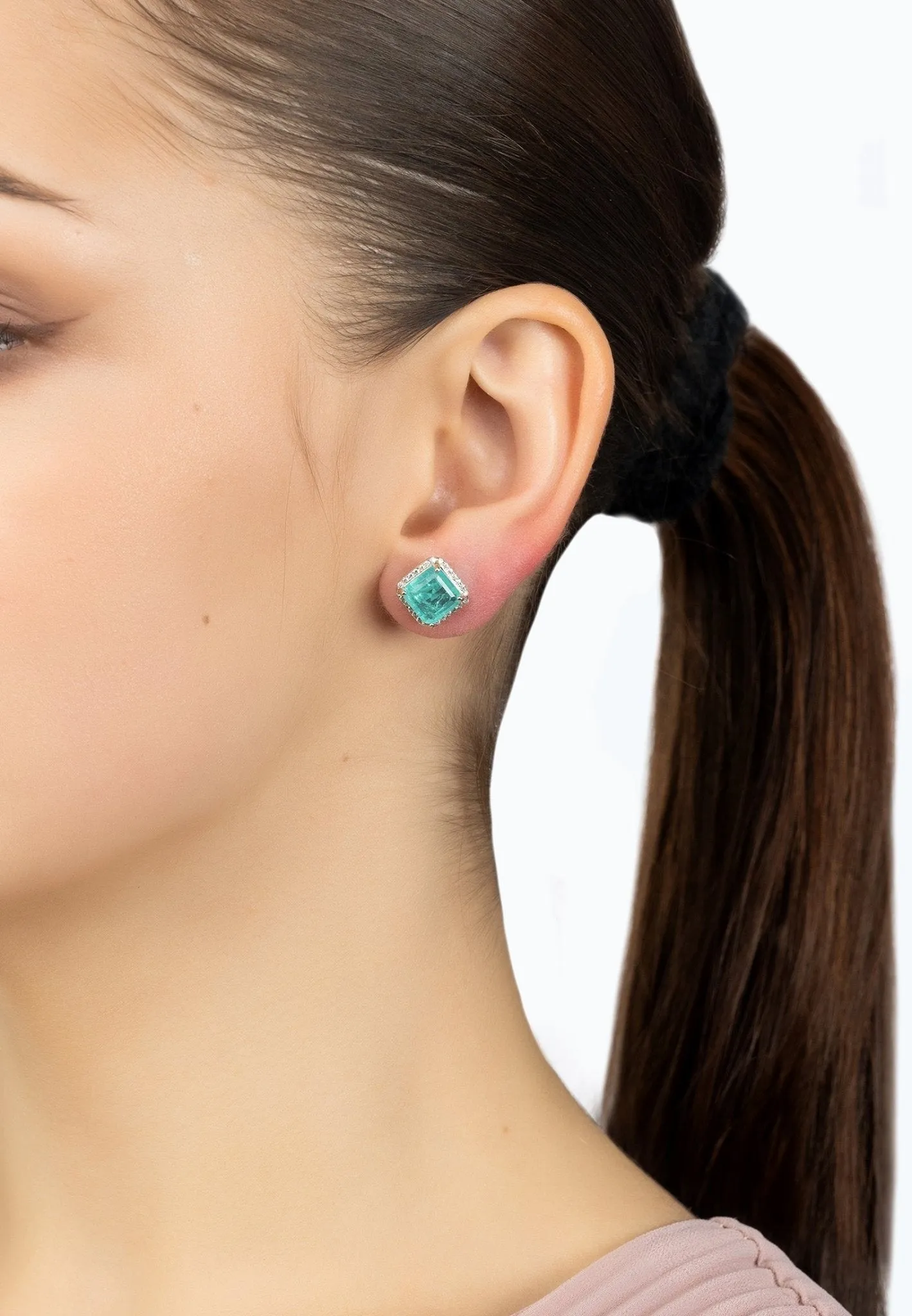 Anne Gemstone Stud Earrings Silver Paraiba Tourmaline