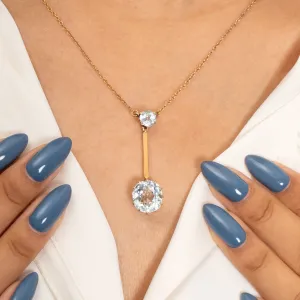 Antique 9ct Gold Aquamarine Drop Necklace, 4.00ct