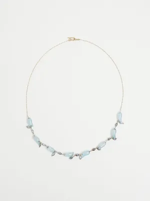 Aquamarine Bean and Tahitian Tulip Necklace on 18k Yellow Gold