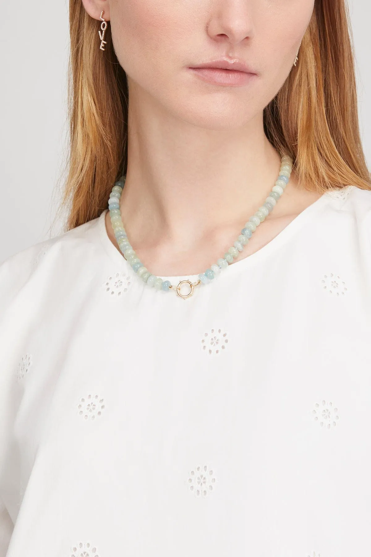 Aquamarine Knotted Chain in 14k Yellow Gold