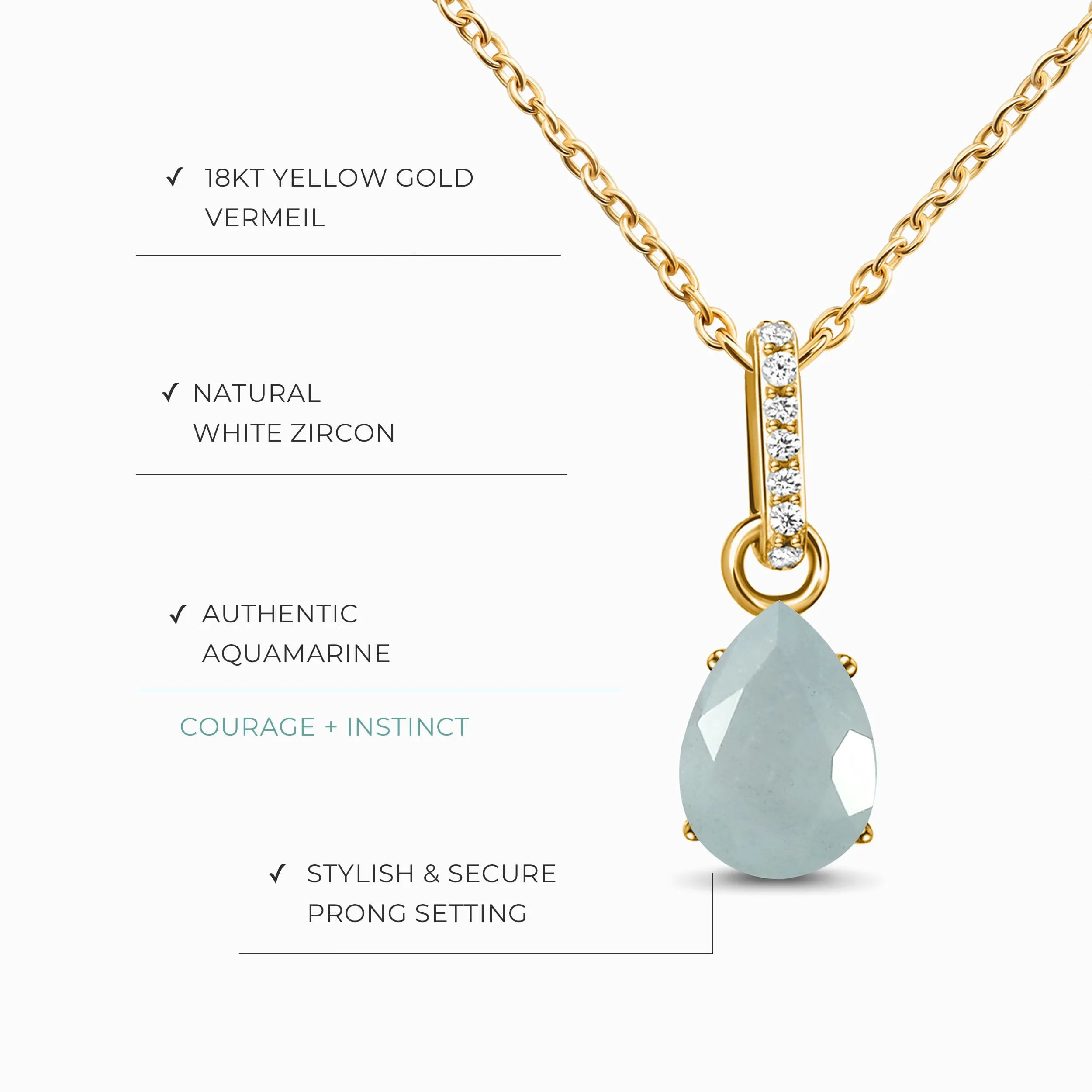Aquamarine Necklace Sway - March Birthstone