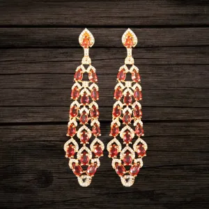 Asp Fashion Jewellery Red American Diamond Chandelier Earrings Set
