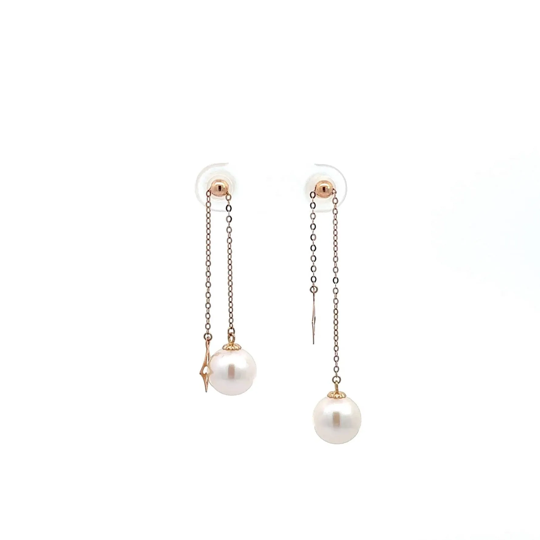 Baikalla Classic 18k Rose Gold Pearl Dangle Earrings