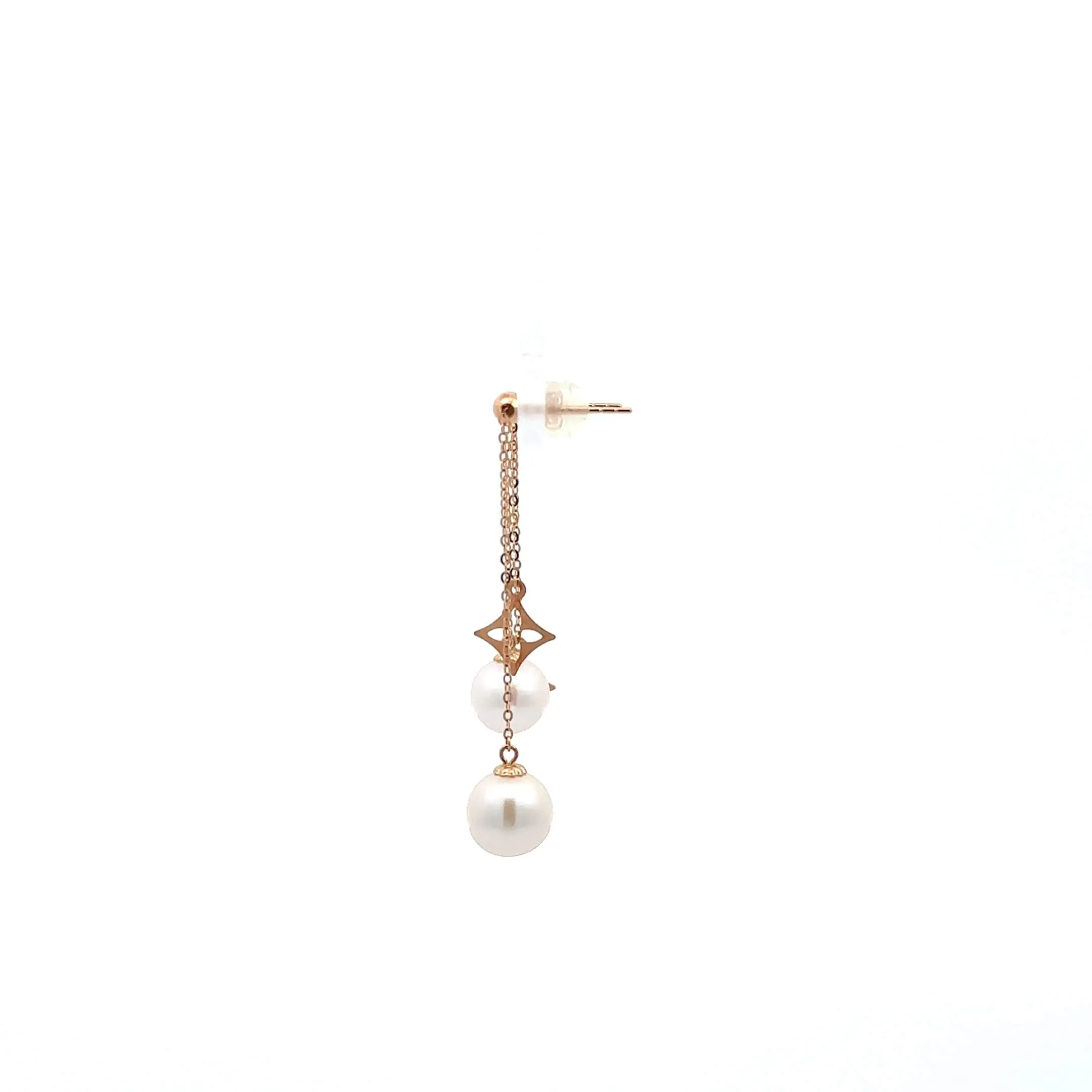 Baikalla Classic 18k Rose Gold Pearl Dangle Earrings