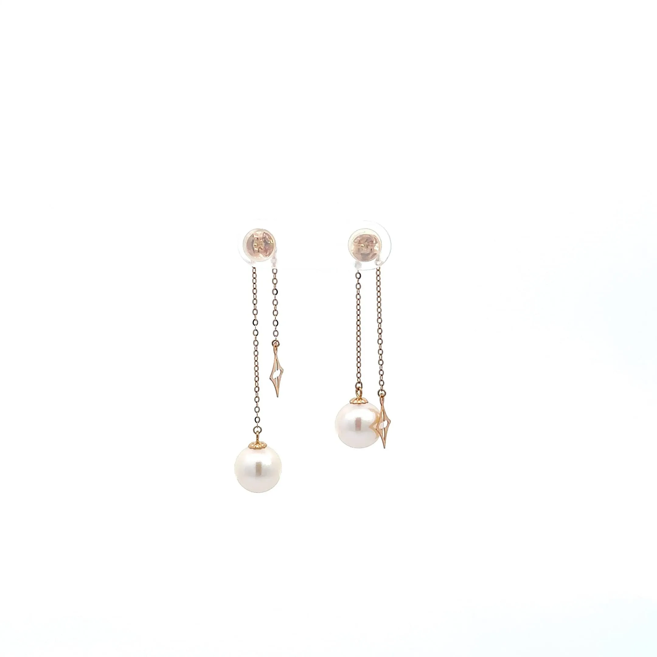 Baikalla Classic 18k Rose Gold Pearl Dangle Earrings