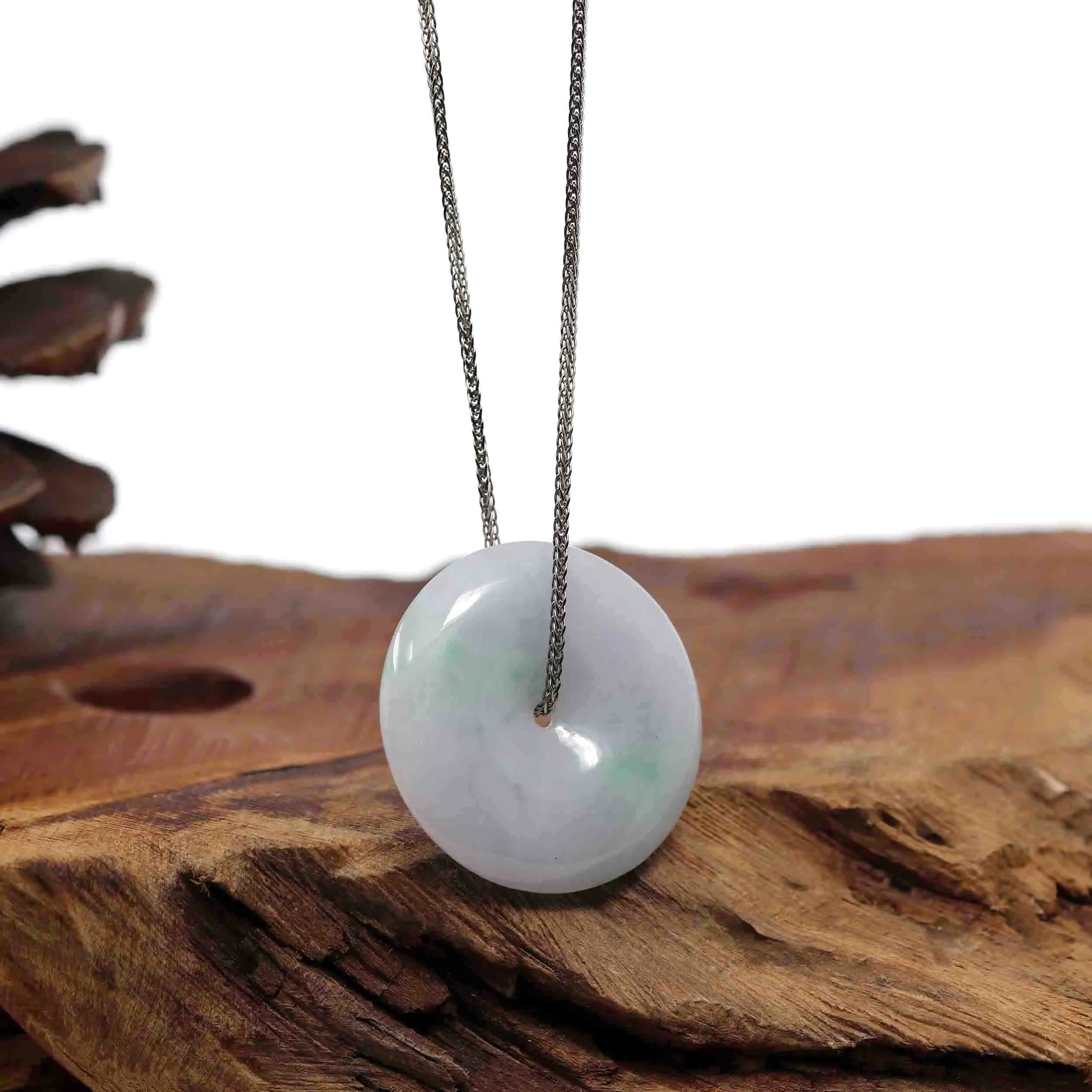 Baikalla "Good Luck Button" Necklace Lavender Jadeite Jade Lucky Ping An Kou Pendant