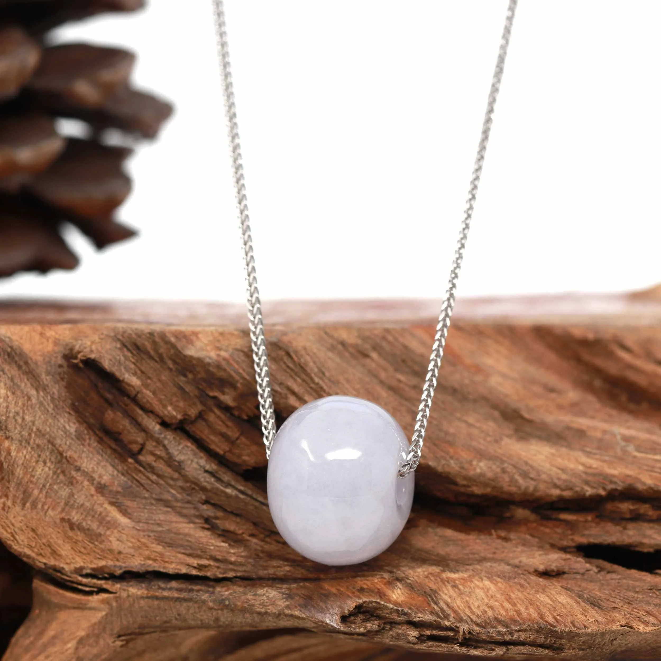Baikalla™ "Good Luck Button" Necklace Light Lavender Jade Lucky KouKou Pendant Necklace