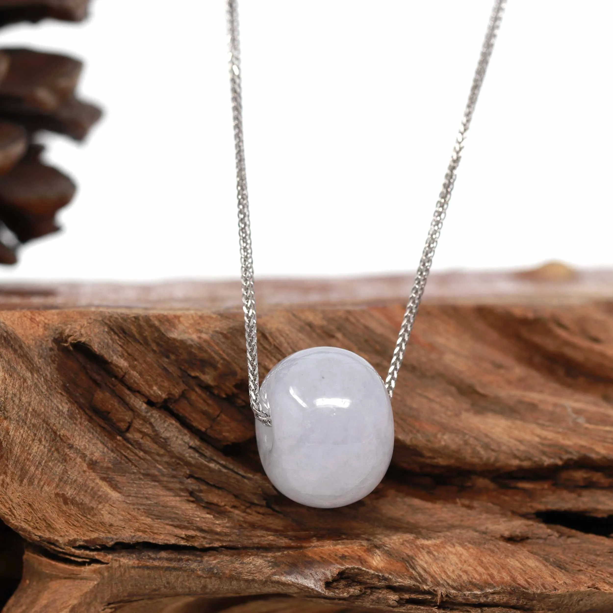 Baikalla™ "Good Luck Button" Necklace Light Lavender Jade Lucky KouKou Pendant Necklace