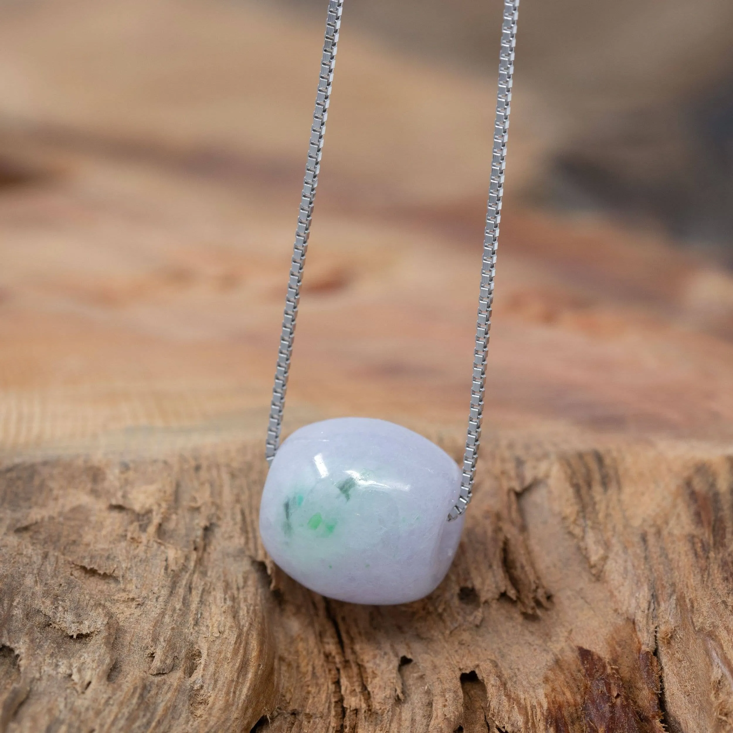 Baikalla™ "Good Luck Button" Necklace Real Lavender Jade Lucky TongTong Pendant Necklace