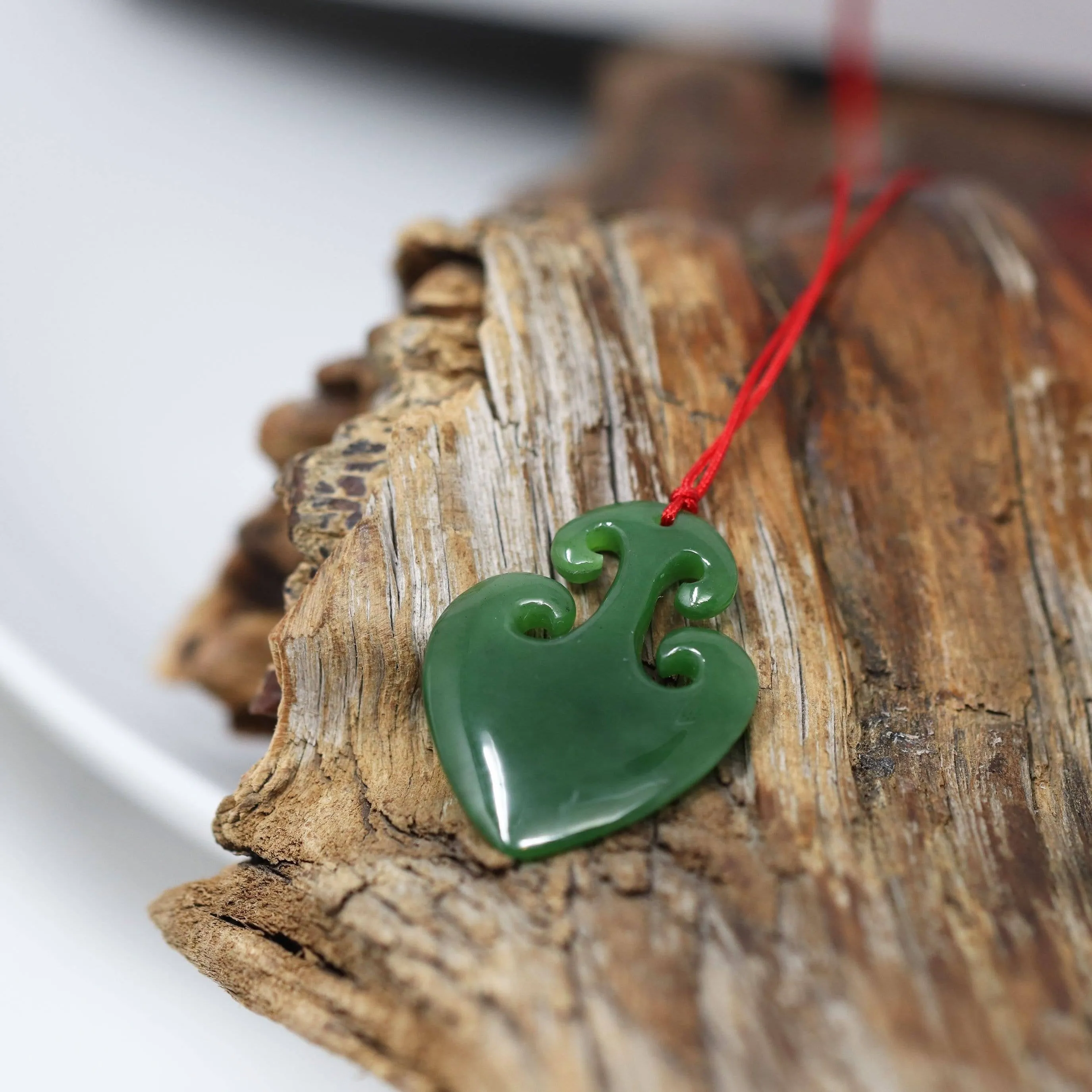Baikalla™ "Lucky Jade Anchor" Green Jade Pendant Necklace