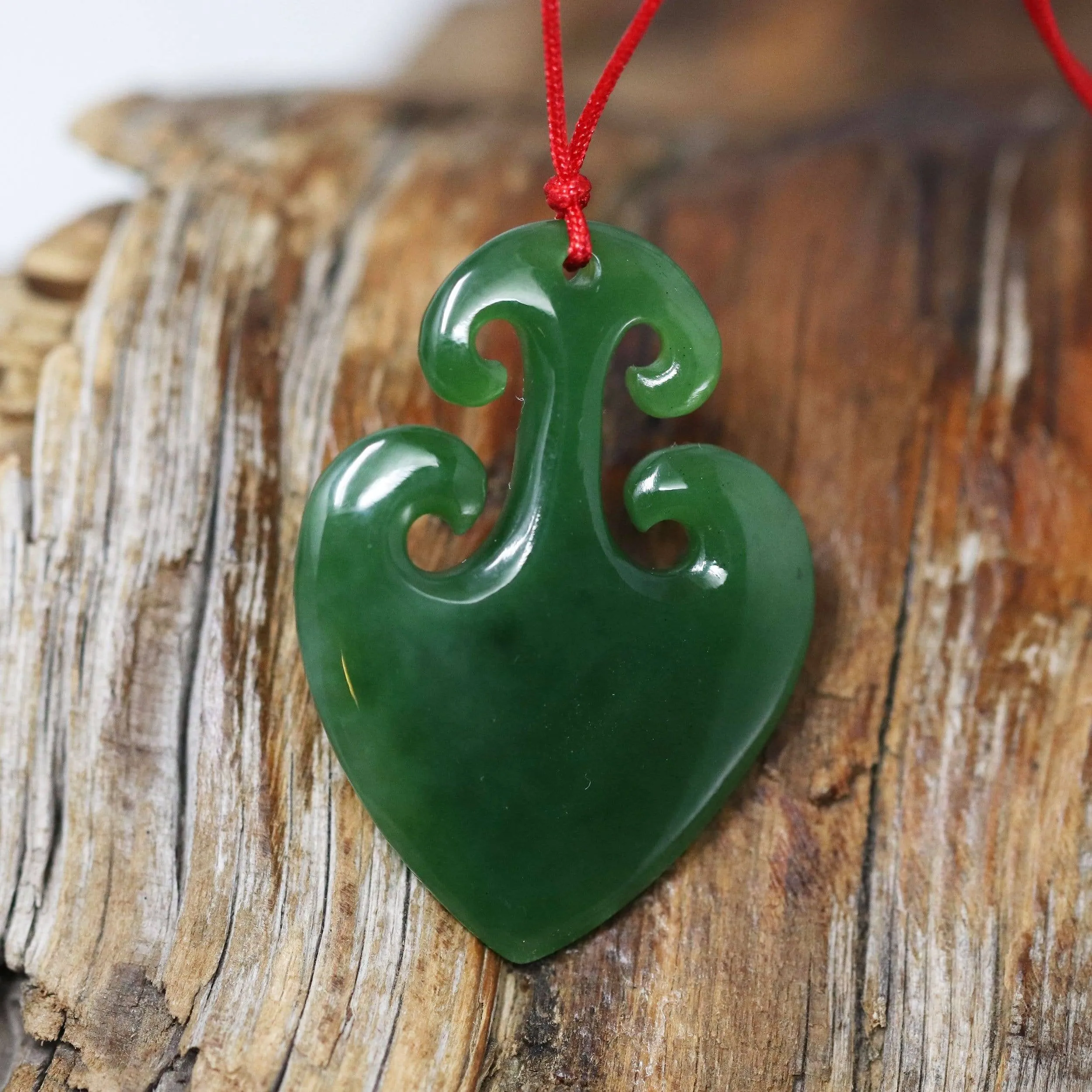 Baikalla™ "Lucky Jade Anchor" Green Jade Pendant Necklace