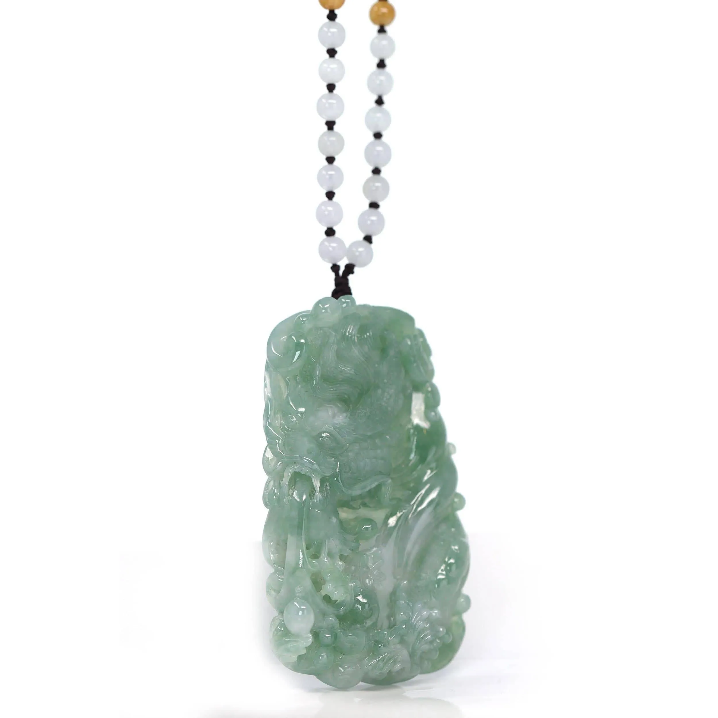 Baikalla™ "Soaring dragon" Natural Jadeite Jade Blue Green Pendant Necklace For Men, Collectibles
