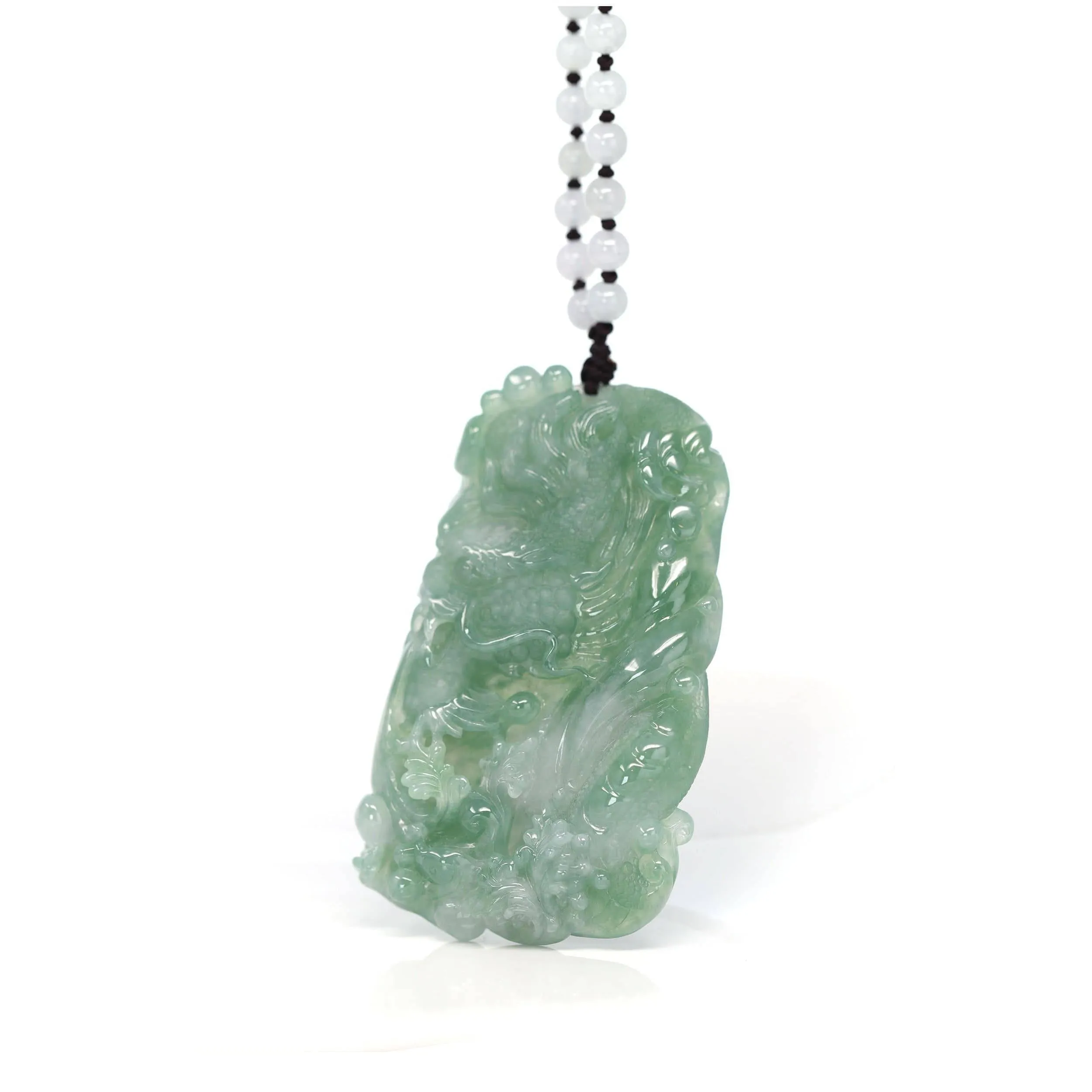 Baikalla™ "Soaring dragon" Natural Jadeite Jade Blue Green Pendant Necklace For Men, Collectibles