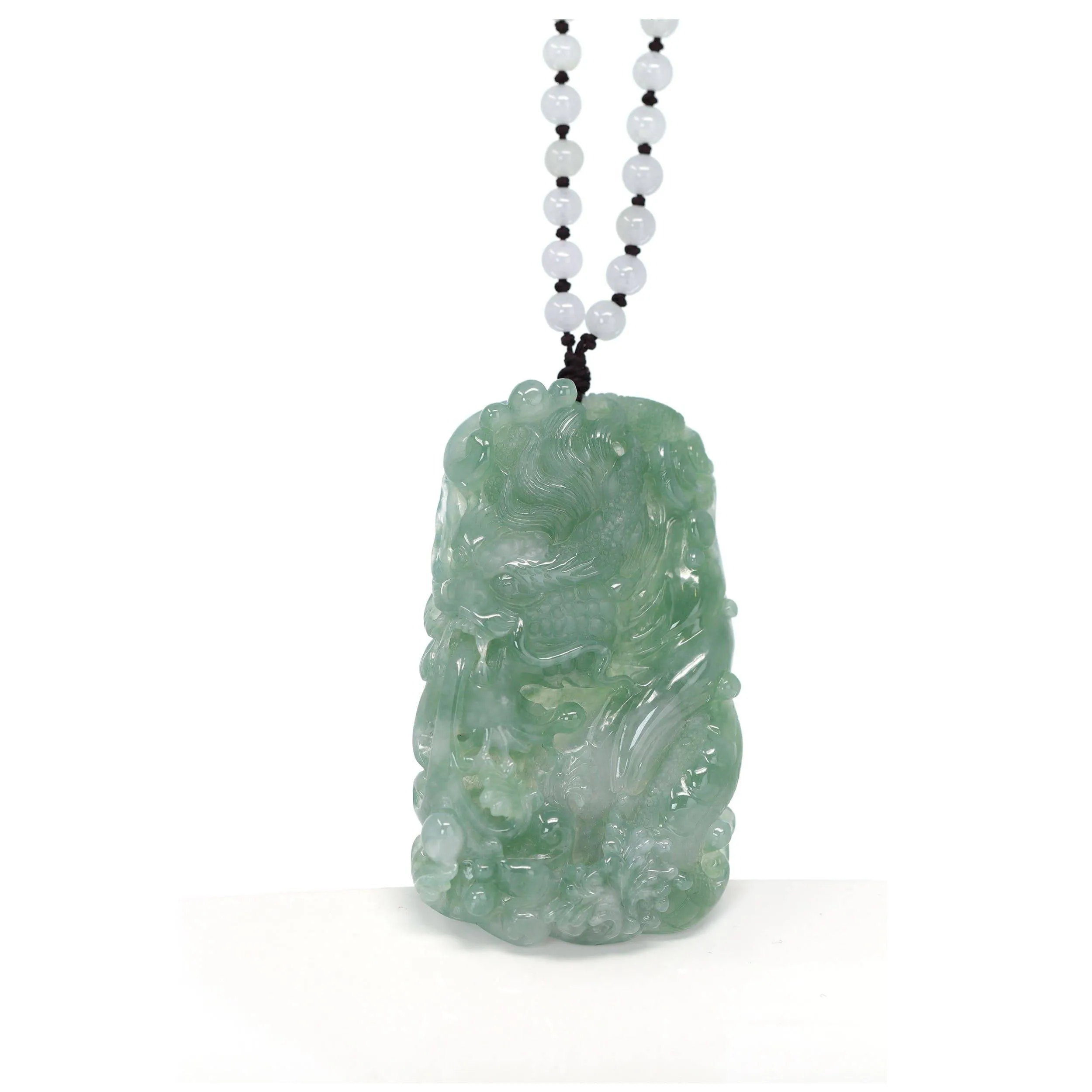 Baikalla™ "Soaring dragon" Natural Jadeite Jade Blue Green Pendant Necklace For Men, Collectibles