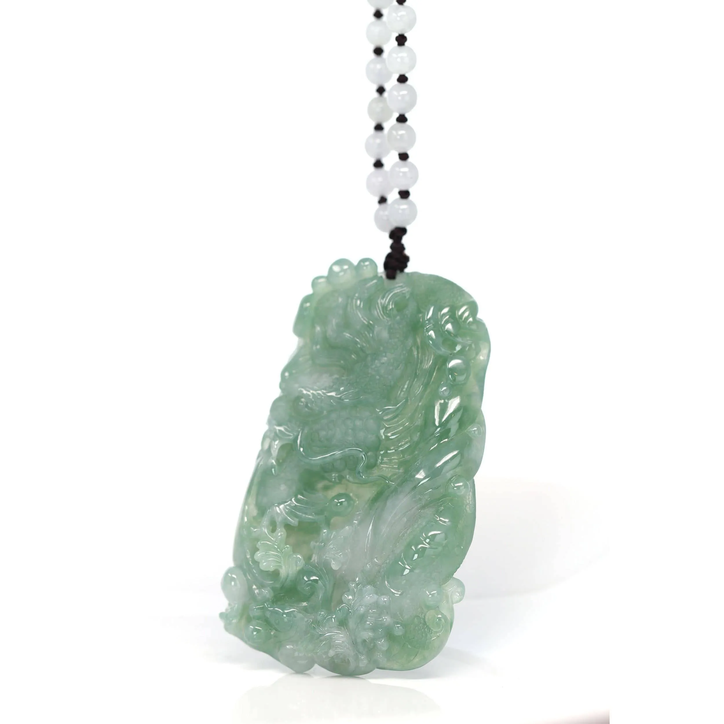 Baikalla™ "Soaring dragon" Natural Jadeite Jade Blue Green Pendant Necklace For Men, Collectibles