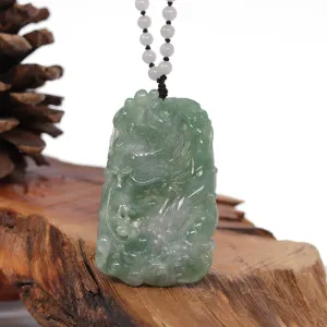 Baikalla™ "Soaring dragon" Natural Jadeite Jade Blue Green Pendant Necklace For Men, Collectibles