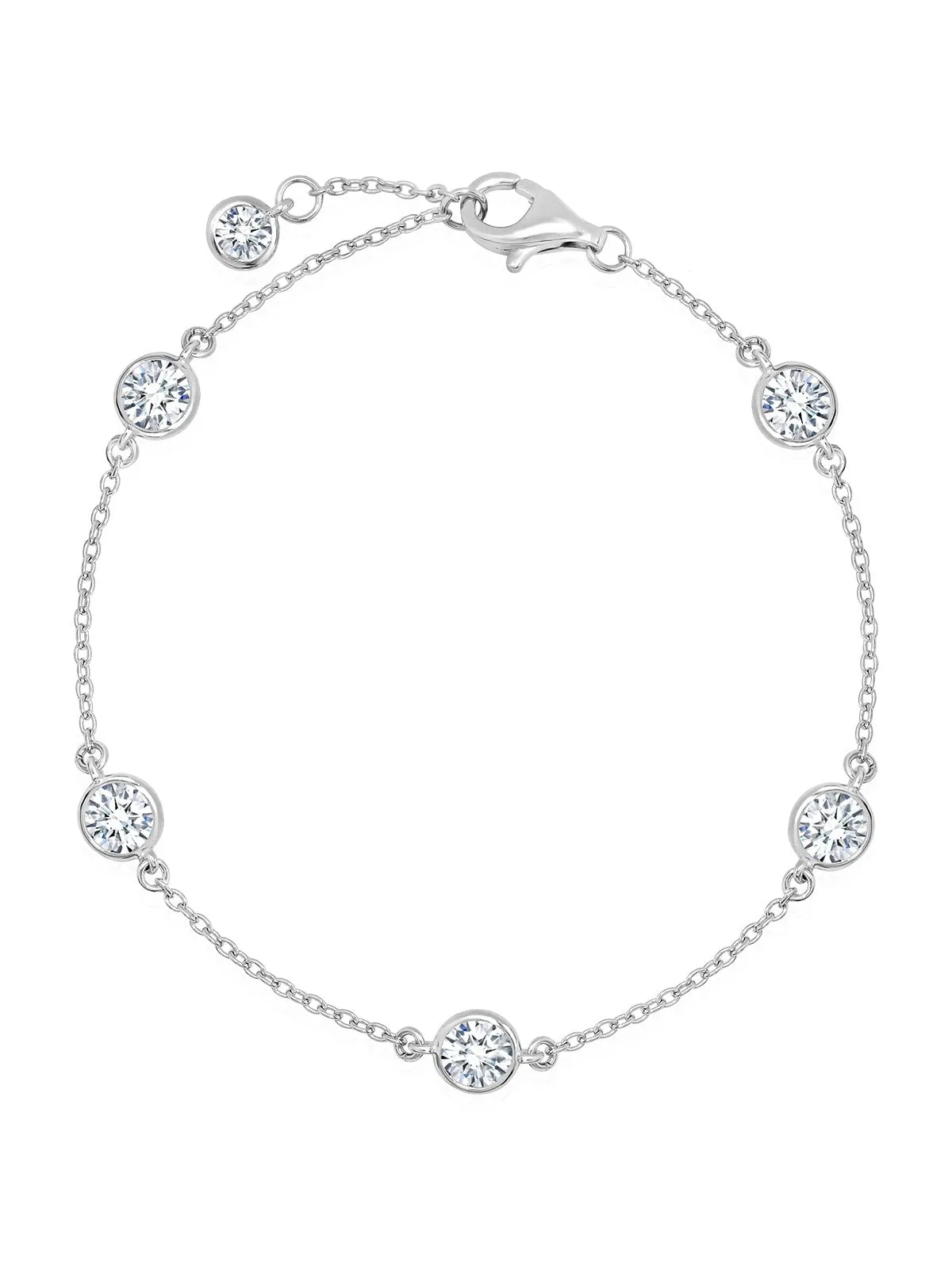 BEZEL SET STATION BRACELET FINISHED IN PURE PLATINUM EXTENDED- 4MM