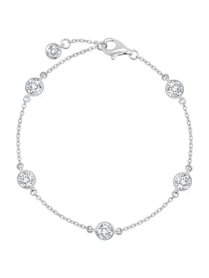 BEZEL SET STATION BRACELET FINISHED IN PURE PLATINUM EXTENDED- 4MM