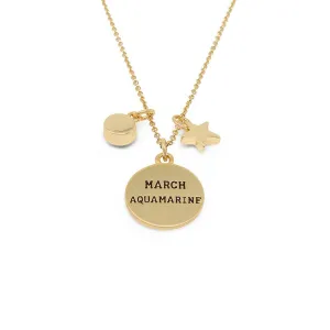 Birthstone Necklace March Gold Plated