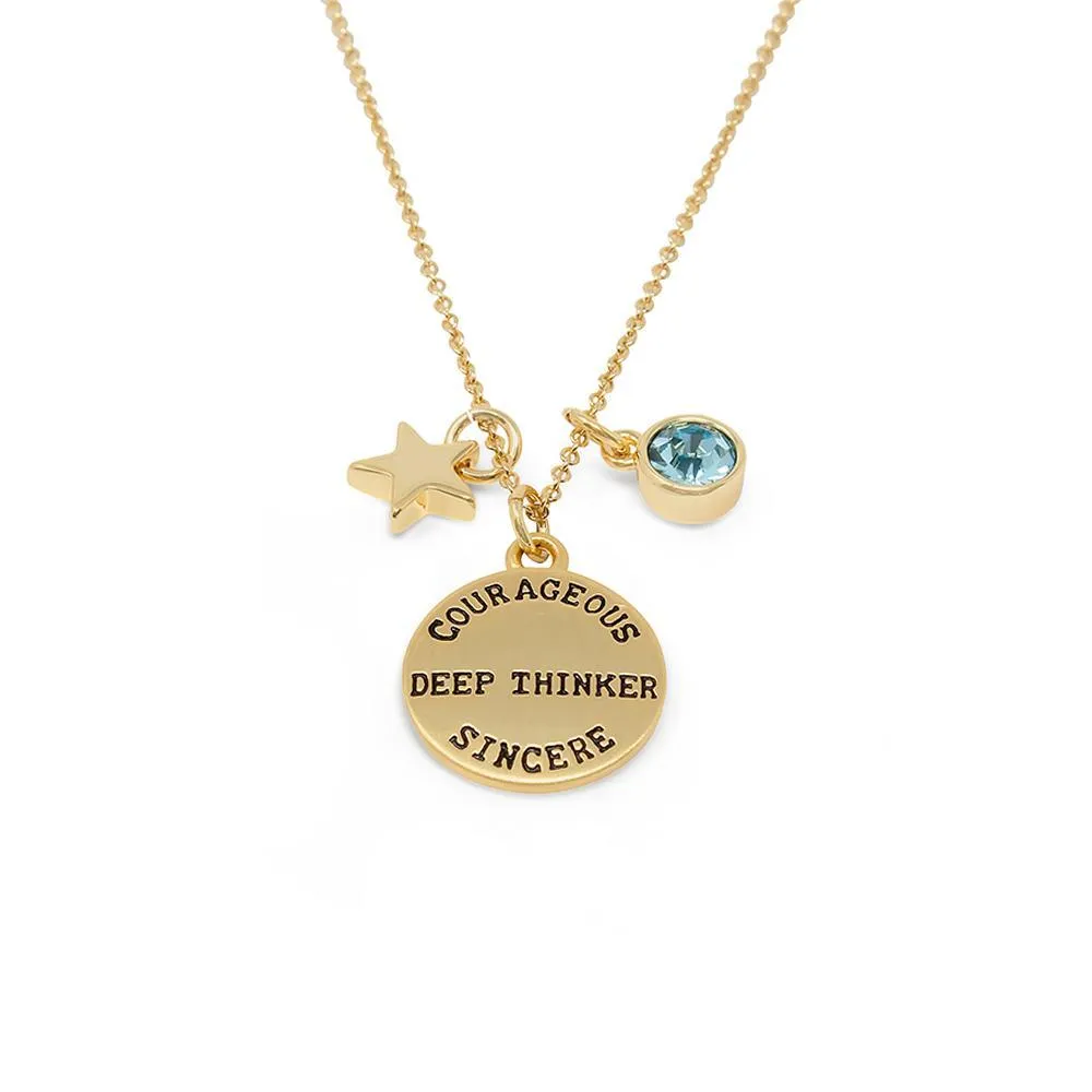 Birthstone Necklace March Gold Plated