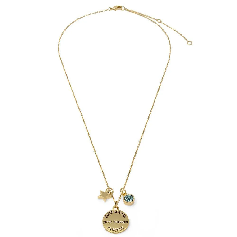 Birthstone Necklace March Gold Plated