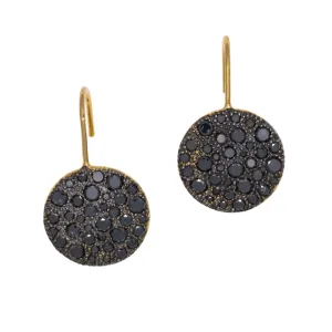 Black Diamond Disc Earrings