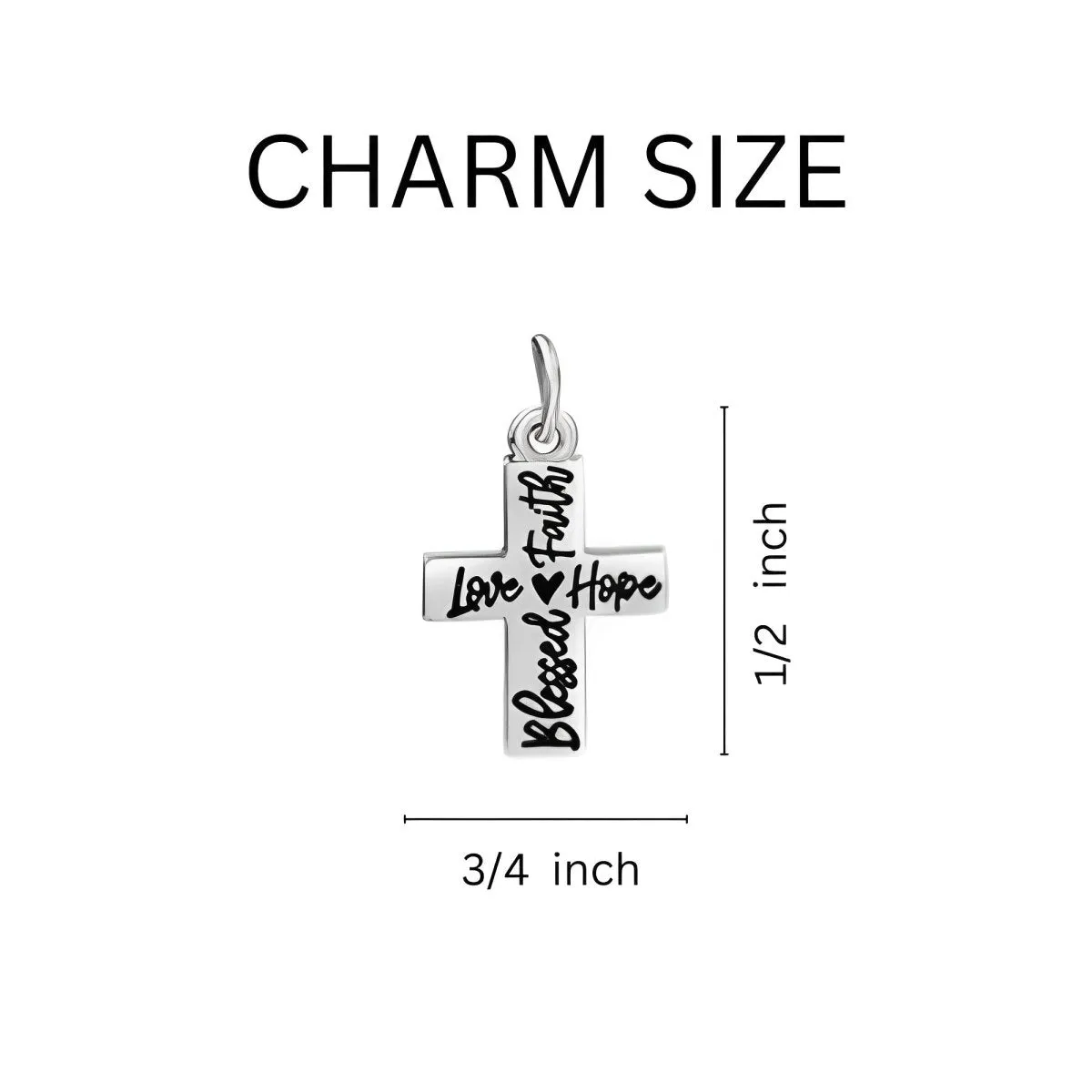 Blessed, Hope, Faith, and Love Cross Chunky Charm Bracelet