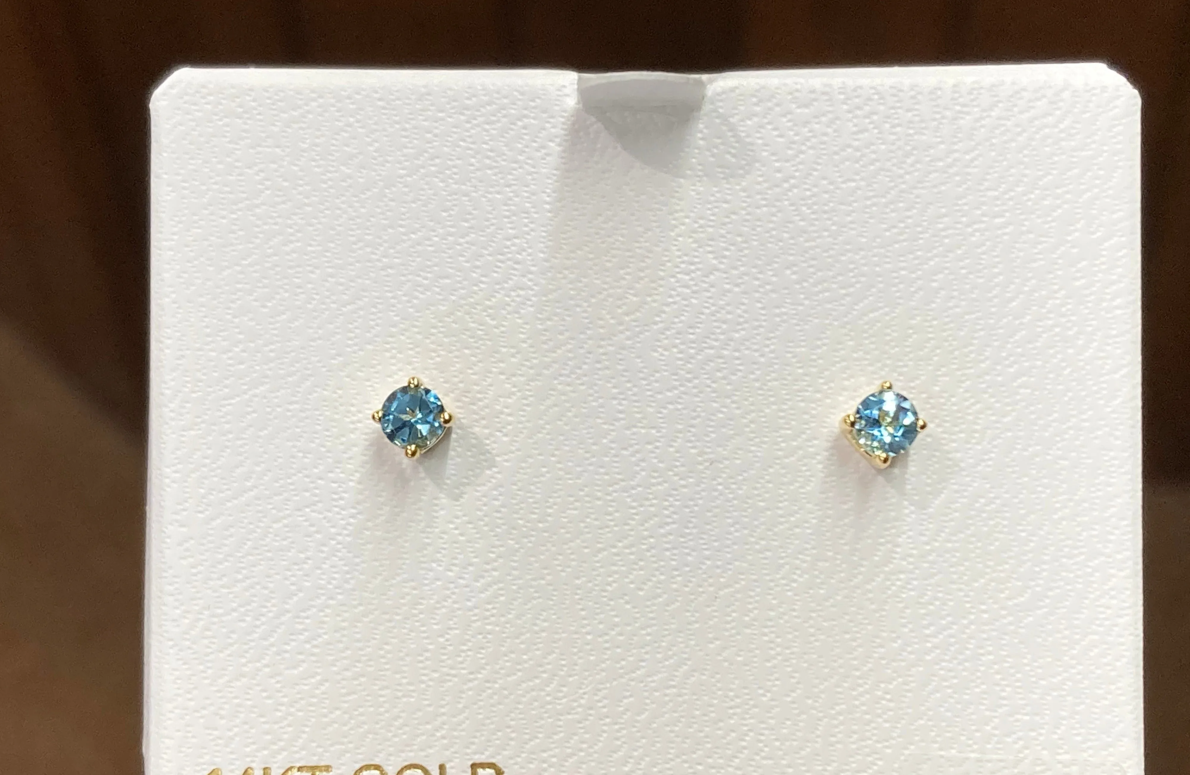 Blue Topaz 14 K Yellow Gold 0.64 Carat Stud Earrings