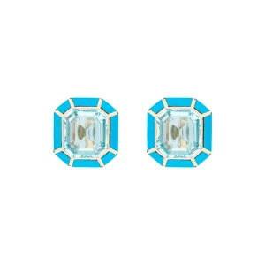 Blue Topaz and Turquoise Stud Earrings