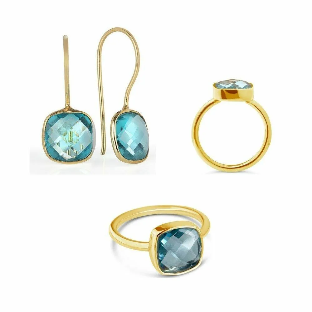 Blue Topaz Earrings | Gold