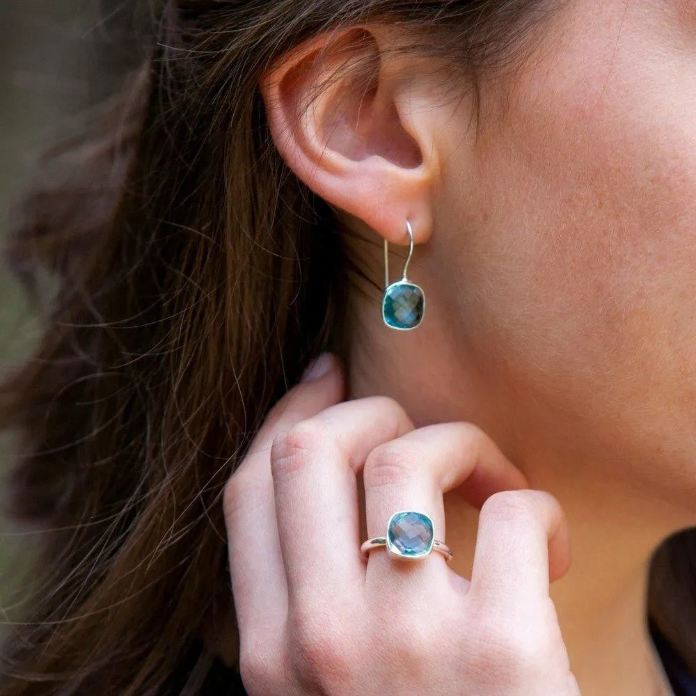 Blue Topaz Earrings | Gold