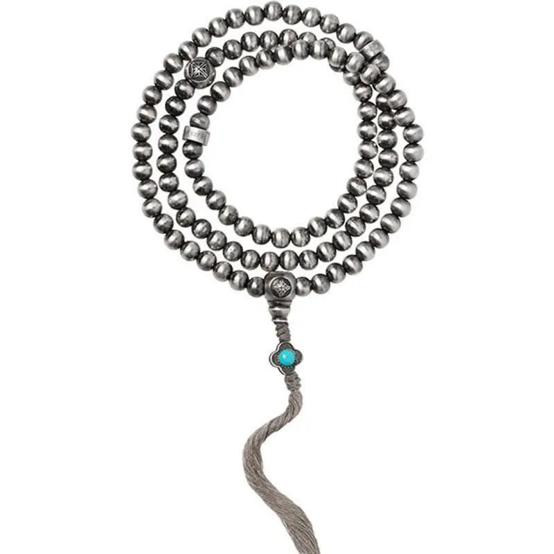 Buddha Stones 108 Mala Beads 925 Sterling Silver Red Agate Turquoise Confidence Charm Bracelet