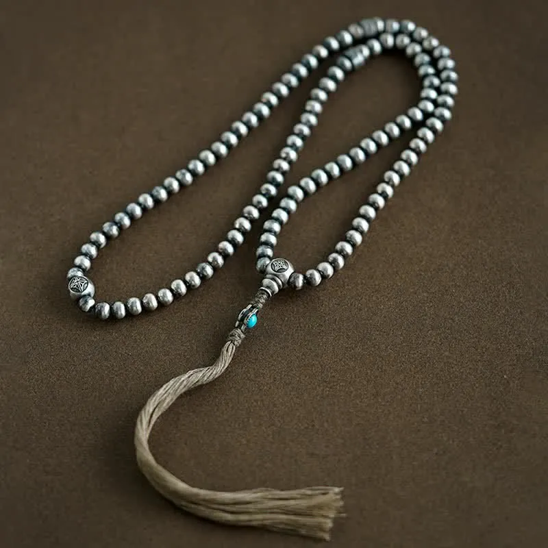 Buddha Stones 108 Mala Beads 925 Sterling Silver Red Agate Turquoise Confidence Charm Bracelet