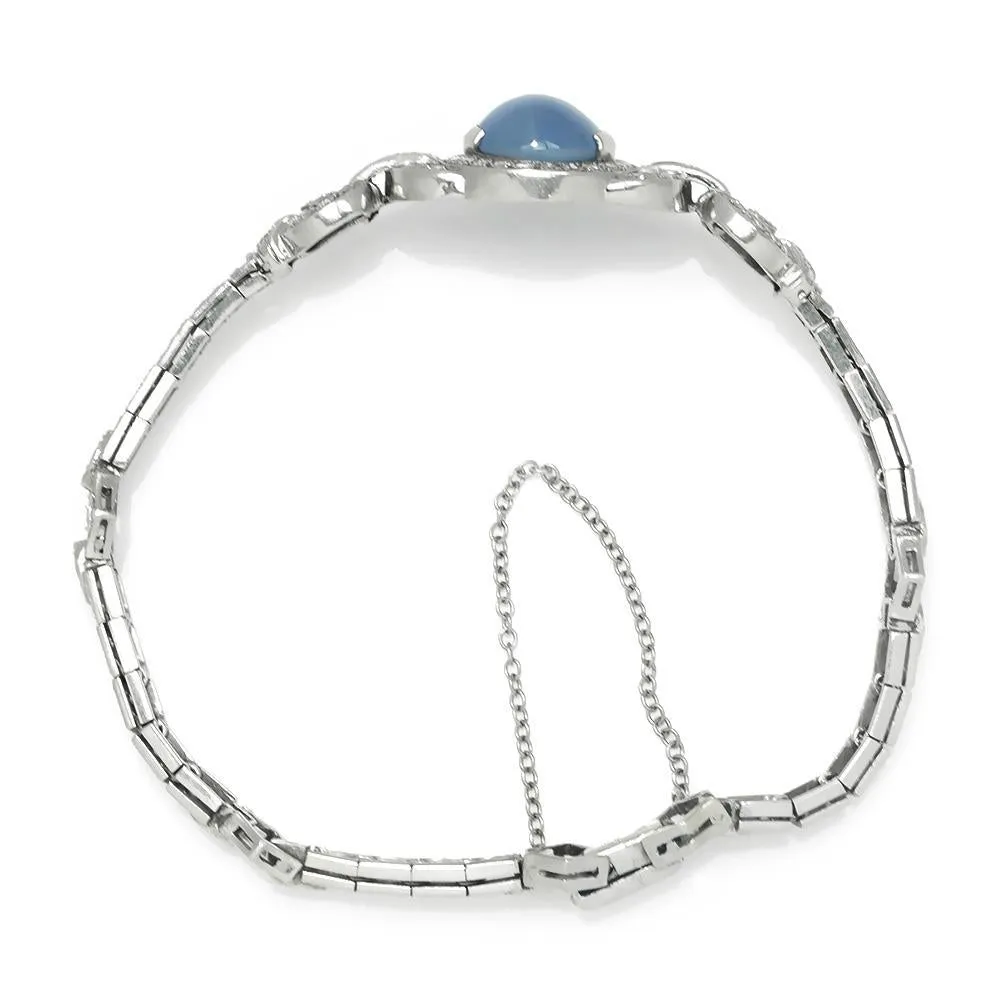 Certified Art Deco Star Sapphire Bracelet with Diamonds Platinum